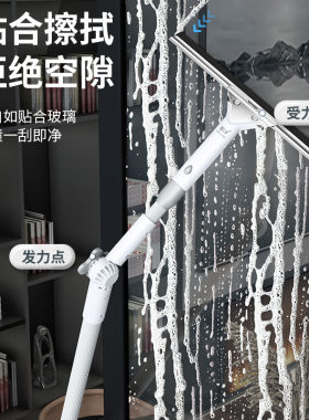 擦窗户神器加长杆万能转向玻璃刮水器长柄超长擦玻璃刷洗门头工具