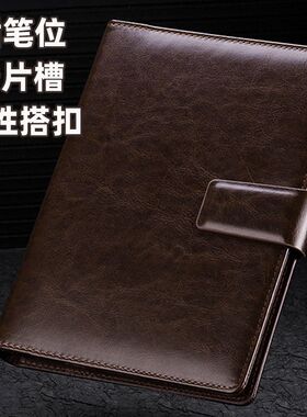 商务办公活页笔记本A5活页夹名片记事本子皮面文具定制可拆卸替换