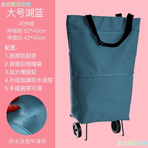便携式买菜车小拉m车家用可折叠轻便手拉车大容量超市环保购物袋