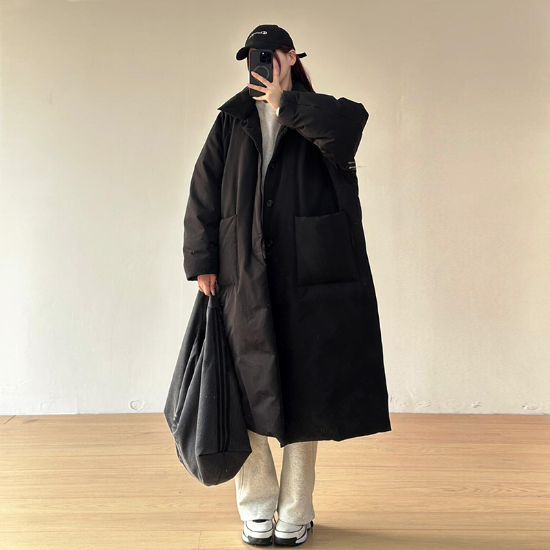 超显瘦长款过膝羽绒棉服女2024秋冬季新款宽松韩版学生百搭外套潮