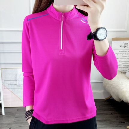 春夏季速干衣运动T恤户外跑步爬山健身弹力长袖透气快干半拉链