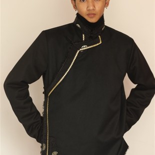 藏式外套男装传统冬装外套藏装加绒加厚藏服民族风西藏服男上衣厚