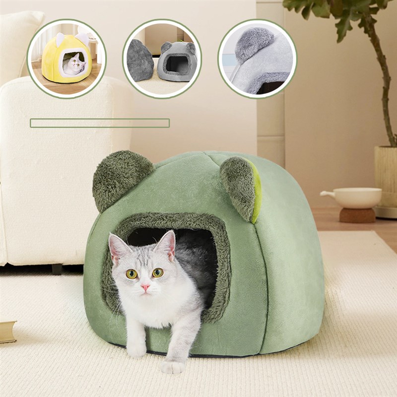 新款熊头猫窝保暖舒适加绒封闭式F猫床中小型犬宠物窝宠物用品