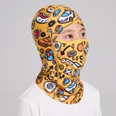 朗希迪冬季 保暖儿童滑雪头套防风防寒护脸罩骑行头套男童包头帽子