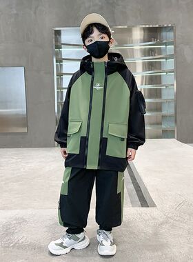 童装男童春装套装酷帅儿童外套春季2025新款大童男孩春秋运动衣服