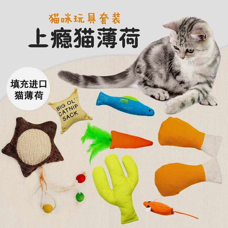 派泰乐厂家宠物猫咪t玩具胡萝卜鱼磨牙耐磨可爱内含猫薄荷
