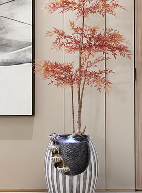 北欧轻奢流水生财喷泉摆件循环水客厅室内装饰品落地加湿器盆景