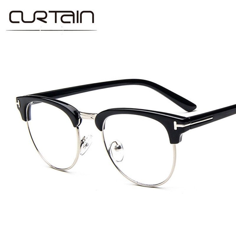 近视眼镜男女眼镜框半框眼镜架金属百搭J平光眼睛框配成品近视镜