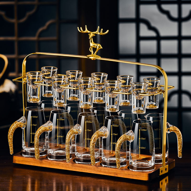 高端精致创意水晶白酒杯轻奢高档酒具套装二两分酒器家用喝酒杯子