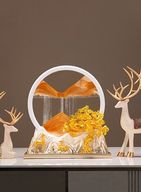 新居礼品发财树流沙画摆件酒柜装饰品客厅玄关电视柜搬家礼物乔迁