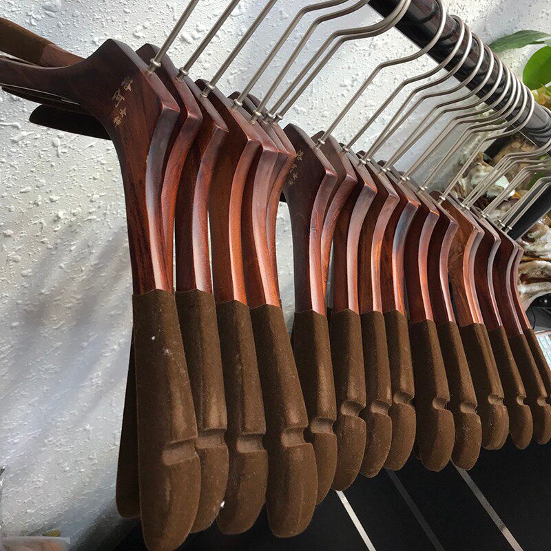 男女装服装店复古实木衣架韩版木头衣架LOGO定制家用衣帽间衣橱