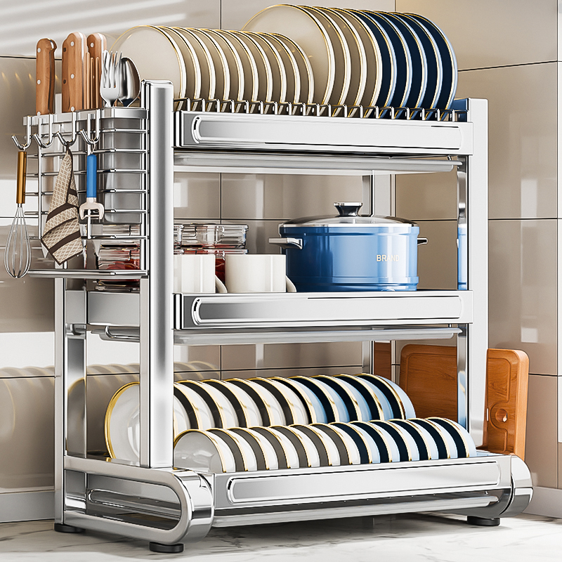 304不锈钢碗碟收纳架碗架厨房多功能置物架家用放碗筷碗盘沥水架