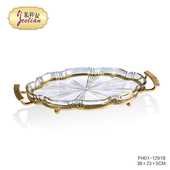 奢华水晶玻璃镶铜水果盘工艺雕刻托盘装 茱莉安法式 欧式 饰摆件送礼