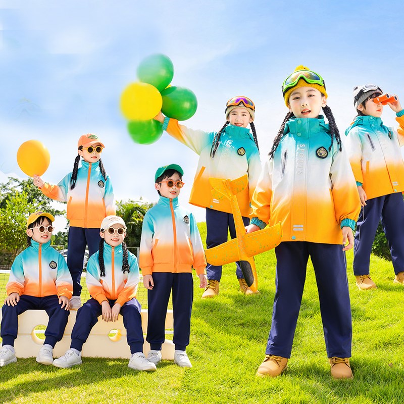 学院风校服冲h锋衣套装小学生秋冬新款儿童年级班服幼儿园服南韩