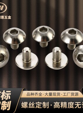 非标定制螺栓304不锈钢黄铜青铜螺丝钉螺柱大圆头V内六角螺丝配件