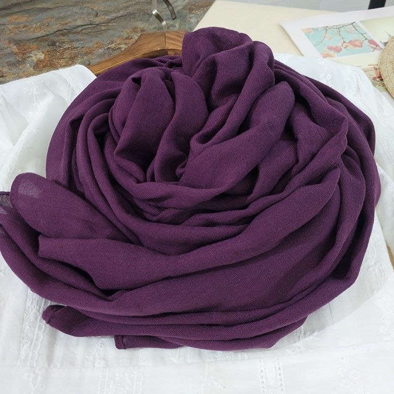 纯色棉麻围巾女2025新款春秋冬薄百搭围脖超大文艺空调披肩丝巾