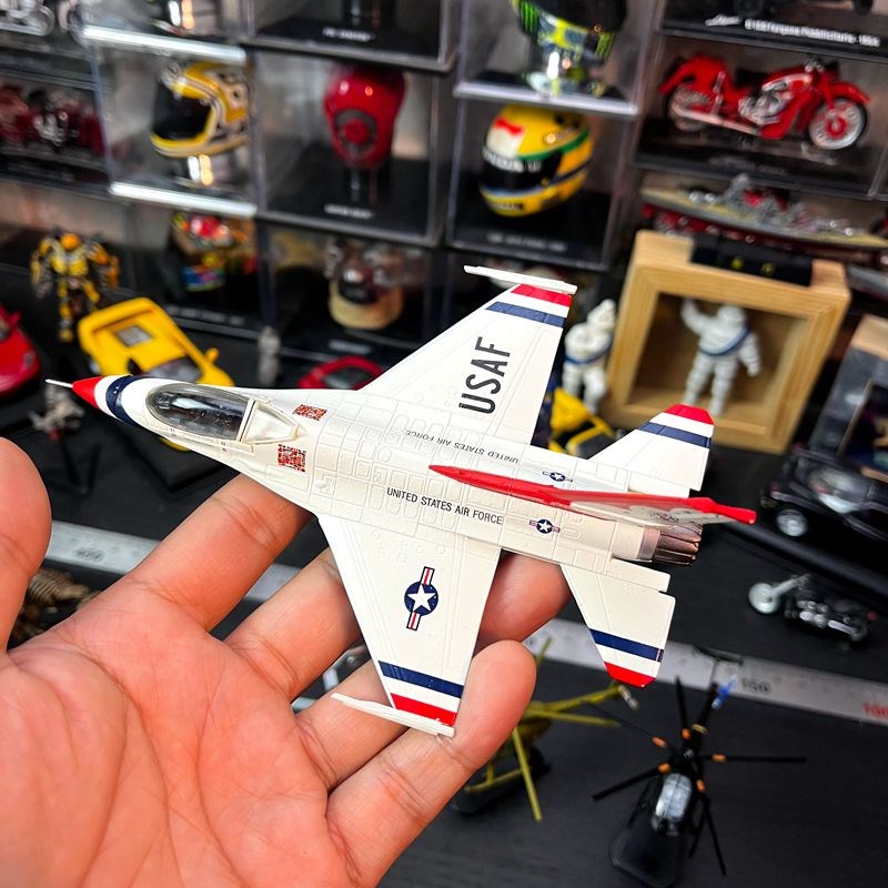 1:100合金飞机F-16战机成品金属模型雷鸟表演队涂装配合金支架