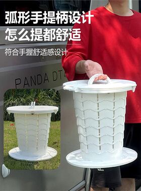 新式小马桶e折叠便携式车载马桶野外露营收纳桶发光马桶凳可调节