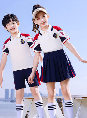 幼儿园园服中小学生校服夏装毕业照英伦儿童班服运动教师短袖套装