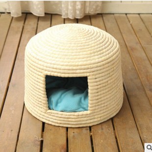 季猫窝狗窝 冬天保暖宠物草窝 手工草编宠物窝P 日式猫咪窝 手工