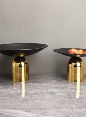 新中式金属果盘样板房售楼部卧室书房客厅餐厅桌面玄关饰品