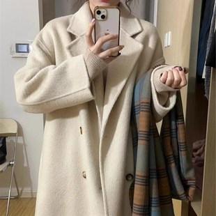 高货学院风韩版中长款西装毛呢大衣外套女秋冬季感小S个子2024新