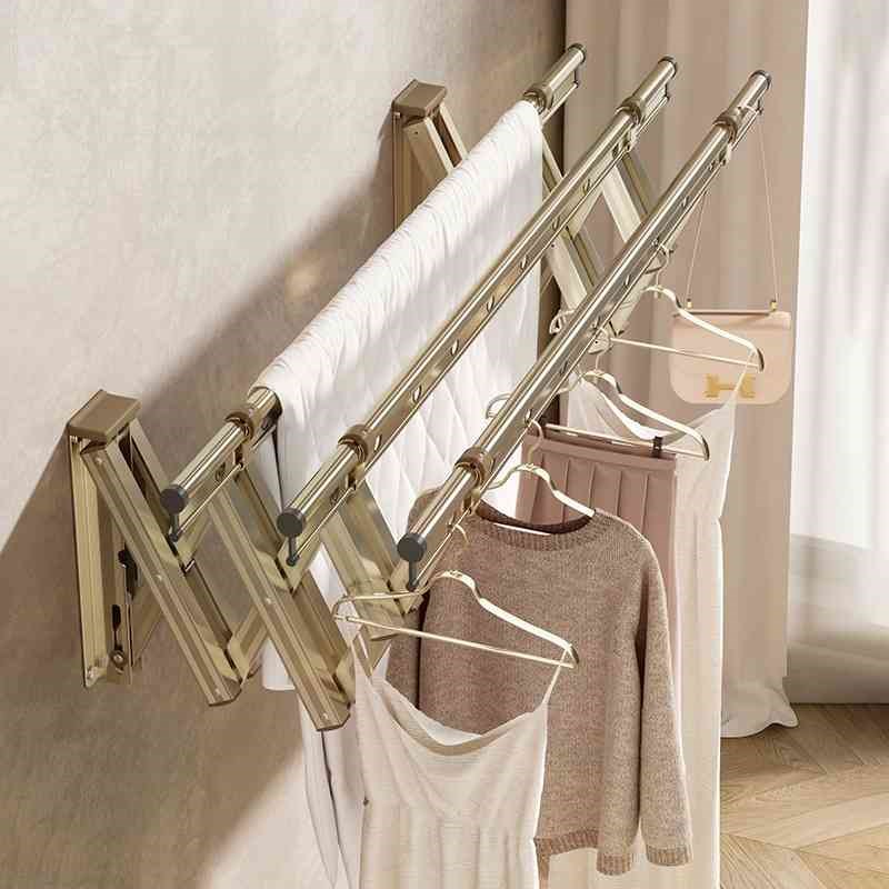 阳台伸缩晾衣杆家用晾衣架室外折叠户外推拉式外墙窗户室外晒衣架