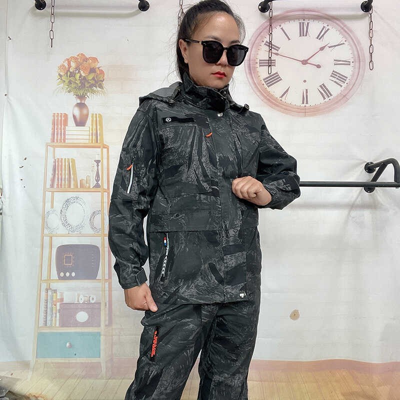 迷彩工作服d套装男装女装纯棉春秋季弹力外军户外工装耐磨劳保服