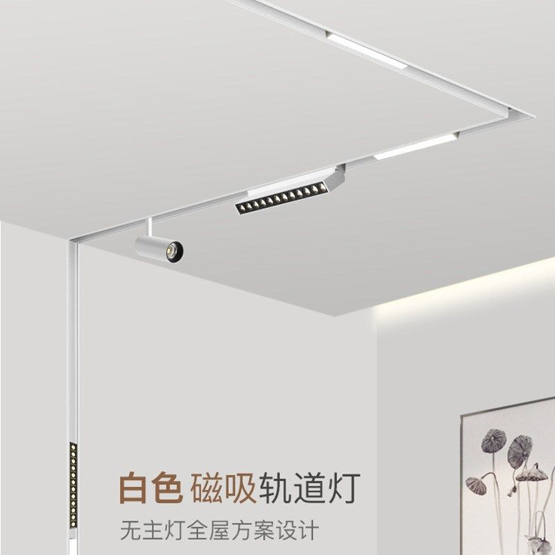 磁吸轨道灯led无主灯客厅照明暗装白色线形嵌入式磁吸泛光灯射灯,家装灯饰光源,轨道磁吸灯,淘宝优惠券,粉丝福利购,淘宝优惠卷