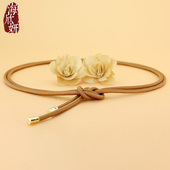 小腰带女真皮羊皮棕色时尚 带 饰配裙子腰链裤 百搭打结细皮带夏季 装