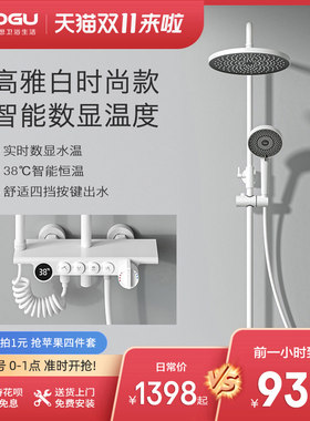 德国陶谷 数显恒温花洒套装全铜浴室家用黑色白色淋S浴花洒80017