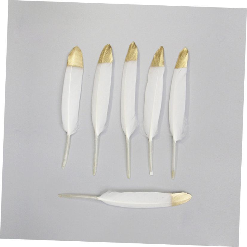 50pcs/bag Gold Plated Feathers 5-7inches for Christmas