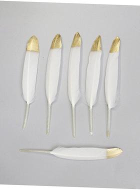 50pcs/bag Gold Plated Feathers 5-7inches for Christmas