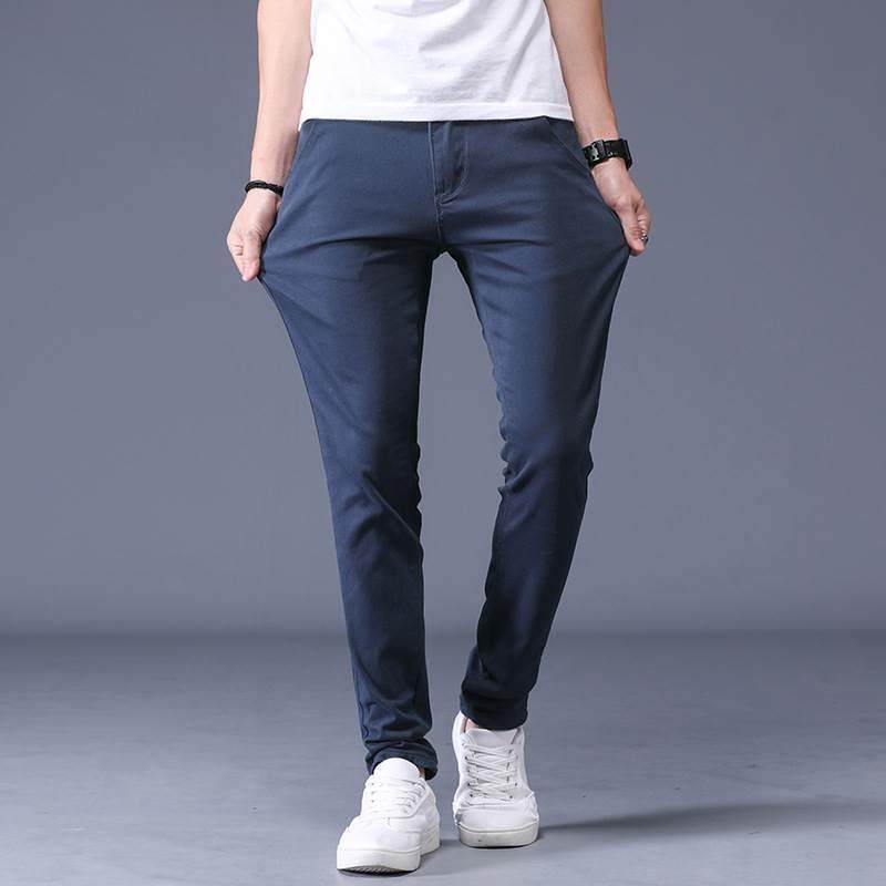 Casual Pants Men Cotton Slim Fit Chinos Fashion Trousers 38