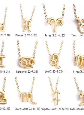 12 Constellation Pendant Necklace For Women Zodiac Sign Koly