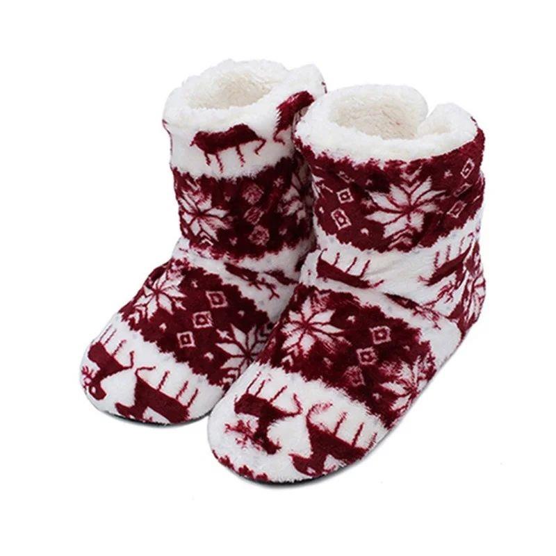 2pcs Winter Socks Shoes Home Slippers Christmas Elk Indoor