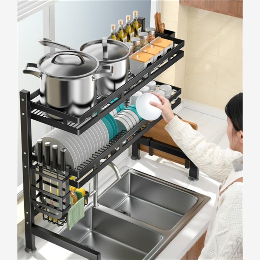 Over The Sink Dish Drying Rack, Drainer with Utensil Sponge