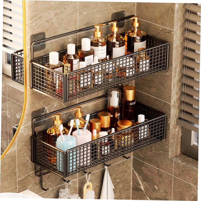 shelf bathroom wall toiletries finishing storage rack
