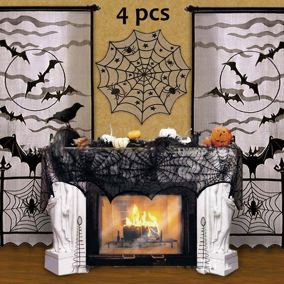 Halloween lace cobweb tablecloth curtain lampshade蜘蛛网桌布