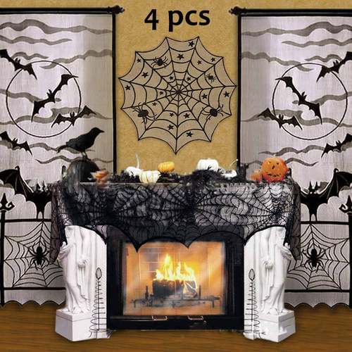 Halloween lace cobweb tablecloth curtain lampshade蜘蛛网桌布