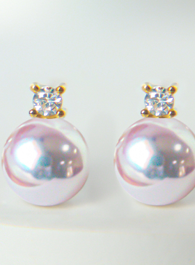 王妃款天然进口日本AKOYA海水珍珠耳饰耳钉18K金钻石款简约百搭款