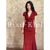 kiel法式 气质V领短袖 连衣裙女2026夏季 法国Rixo 新款 收腰显瘦长裙