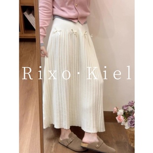 法国Rixo kiel米白色针织百褶裙半身裙女秋冬宽松a字裙伯克利半裙