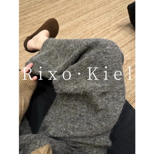 法国Rixo 女秋冬显瘦拖地直筒 kiel灰色软糯毛呢加厚羊毛阔腿裤