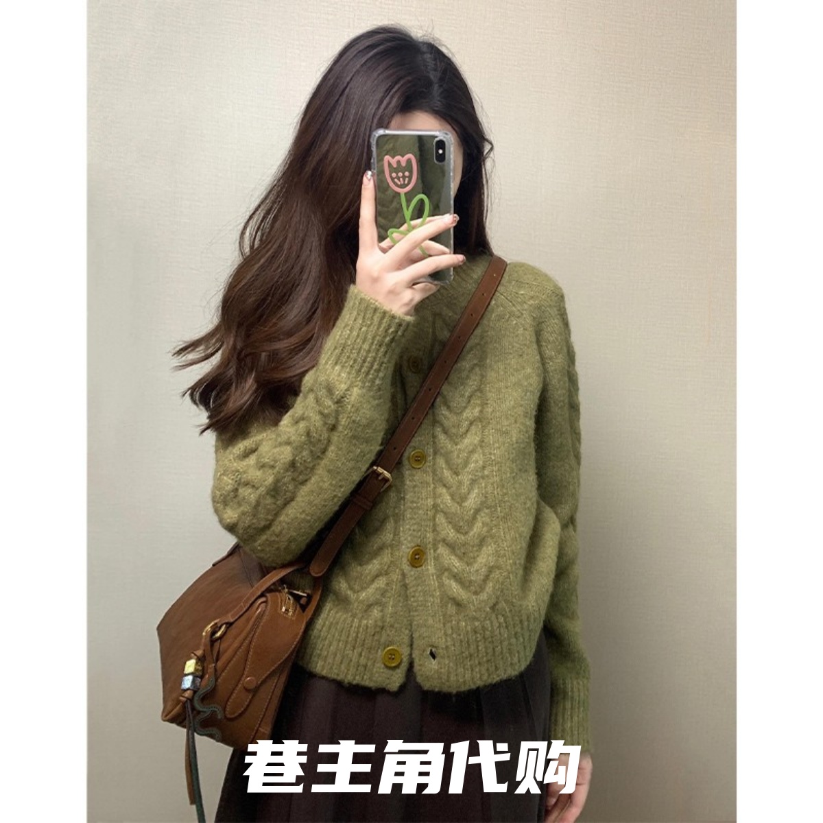 日本代购麻花针织开衫毛衣女2025春秋新款小个子软糯短款上衣