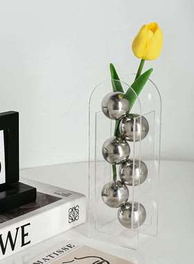 花瓶创意卧室摆件客厅器拱门亚克力花酒柜家居干花装饰insDIY银球