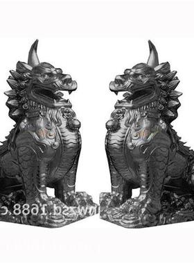 户外石材工艺品哪里有晚霞红石麒麟价钱汉白玉麒麟图