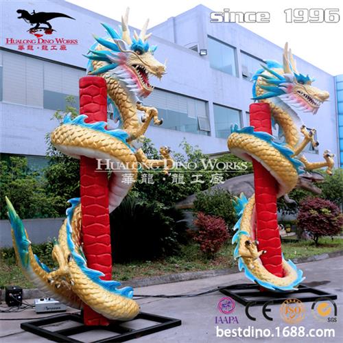 电动机械硅胶龙仿真龙王抱柱摆件喜庆摆件模具华龙专业定制工厂.