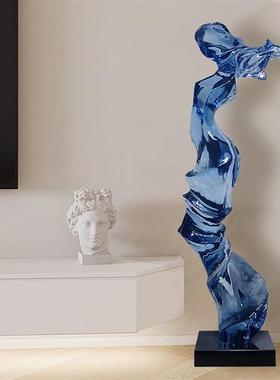 现代抽象透明树脂雕塑玄关大型落地摆件酒店样板间售楼处软装饰品