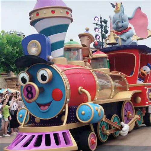 户外创意广场园林游乐园场所玻璃钢巡游花车彩船厂家亮化美陈制作